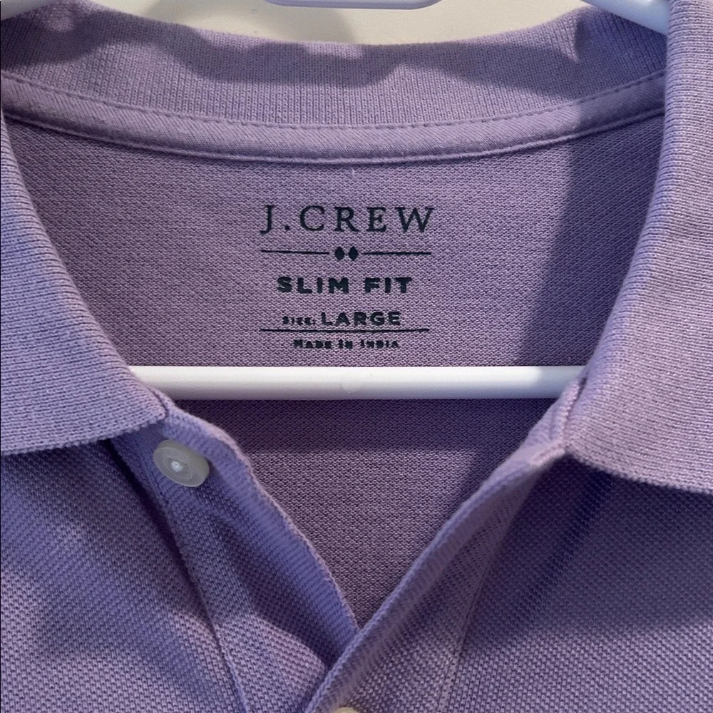 J. Crew 1/4 button Polo Short Sleeve Slim Fit Shirt cotton men’s size L lavender